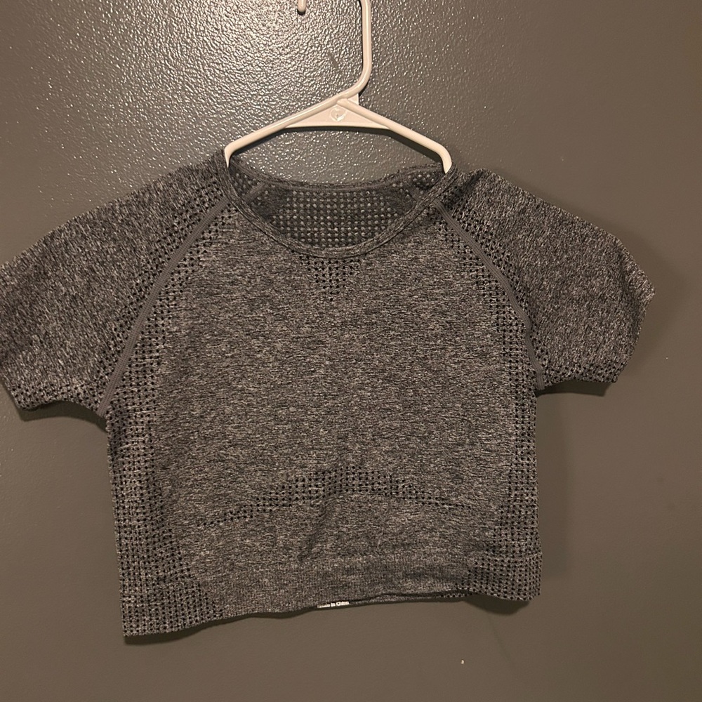 Gray Mesh Short Sleeve Top